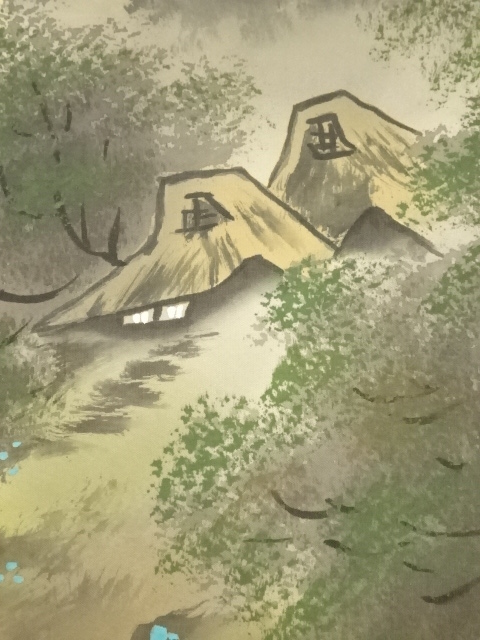 道具 ] - 道具 秀峰筆 彩色山水 肉筆絹本掛軸（保護箱） | ネット